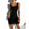 Černé koktejlové šaty POLYXENA s flitry a peřím