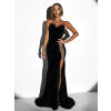 Černé třpytivé dlouhé večerní šaty BILJAN