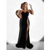 Černé třpytivé dlouhé večerní šaty BILJAN