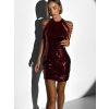 Bordó třpytivé krátké elegantní šaty ENTULA