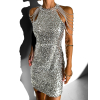 Stříbrné třpytivé krátké koktejlové šaty ENTULA