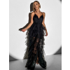 Černé plesové dlouhé šaty AVERKI s tylovou sukní