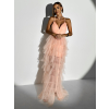 Meruňkové plesové dlouhé šaty AVERKI s tylovou sukní