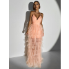 Meruňkové plesové dlouhé šaty AVERKI s tylovou sukní