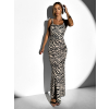 Večerní dlouhé šaty FIDELIE se zebřím vzorem