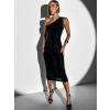 Černé třpytivé asymetrické šaty OTYLDA