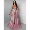 Růžové dlouhé plesové šaty LUENNA