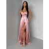 Starorůžové společenské dlouhé šaty SYCHAEUS bez ramínek