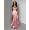 Starorůžové společenské dlouhé šaty SYCHAEUS bez ramínek
