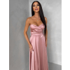 Starorůžové společenské dlouhé šaty SYCHAEUS bez ramínek