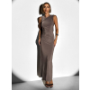 Šedohnědé elegantní dlouhé šaty ARNIA