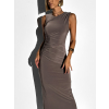 Šedohnědé elegantní dlouhé šaty ARNIA