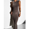Šedohnědé elegantní dlouhé šaty ARNIA