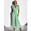 Zelený plisovaný overal TAUTRIS s volánkovými rukávy