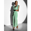 Zelený plisovaný overal TAUTRIS s volánkovými rukávy