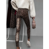 Leopardí elastické legíny DARYNKA s vyšším pasem