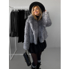 Šedý krátký faux fur kabátek KALIPA