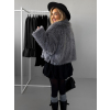 Šedý krátký faux fur kabátek KALIPA