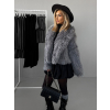 Šedý krátký faux fur kabátek KALIPA