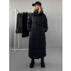 Černý dlouhý zimní prošívaný kabát ANTRONIE