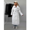 Krémový dlouhý prošívaný zimní kabát ANTRONIE