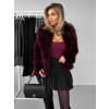 Bordó kožešinový faux fur krátký kabátek VOLORYN