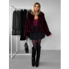 Bordó kožešinový faux fur krátký kabátek VOLORYN