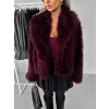 Bordó kožešinový faux fur krátký kabátek VOLORYN