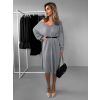 Šedé dlouhé oversize svetrové šaty AUDREY s broží