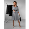 Šedé dlouhé oversize svetrové šaty AUDREY s broží