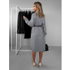 Šedé dlouhé oversize svetrové šaty AUDREY s broží