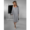 Šedé dlouhé oversize svetrové šaty AUDREY s broží