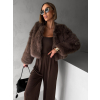 Hnědý krátký faux fur kožešinový kabátek ANNELIT