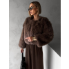 Hnědý krátký faux fur kožešinový kabátek ANNELIT