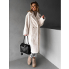 Bílý dlouhý teddy kabát ZOLTAR s límcem