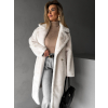 Bílý dlouhý teddy kabát ZOLTAR s límcem