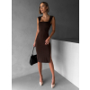 Hnědé jednoduché žebrované šaty ARACYT