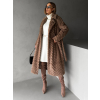Hnědý dlouhý faux fur kožešinový kabát TALAPATO