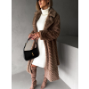 Hnědý dlouhý faux fur kožešinový kabát TALAPATO