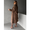 Hnědý dlouhý faux fur kožešinový kabát TALAPATO