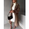 Hnědý dlouhý faux fur kožešinový kabát TALAPATO