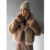 Hnědý krátký faux fur kožíšek NOEMIL