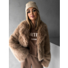 Hnědý krátký faux fur kožíšek NOEMIL