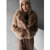 Hnědý krátký faux fur kožíšek NOEMIL