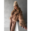 Hnědý krátký faux fur kožíšek NOEMIL