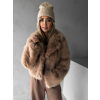 Hnědý krátký faux fur kožíšek NOEMIL