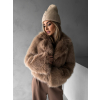 Hnědý krátký faux fur kožíšek NOEMIL