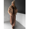 Hnědý krátký faux fur kožíšek NOEMIL