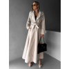 Krémový dlouhý áčkový kabát YALENA s páskem