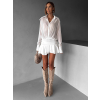 Bílé krátké košilové šaty TANITHA s volánem